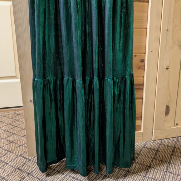 NWT BALTIC BORN Madilyn Emerald Green Maxi Dress Metallic Small Sleeveless Tier - Picture 12 of 16